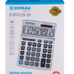 Kalkulator biurowy DONAU TECH, 12-cyfr. wyświetlacz, wym. 210x154x37 mm, metalowa obudowa, srebrny