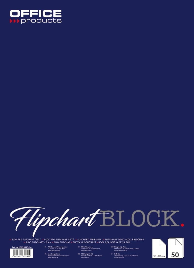 341980-20426-blok_do_flipchartow_office_products_gladki_58-800w Blok do flipchartów OFFICE PRODUCTS, gładki, 58,5x81cm, 50 kart., biały - obrazek 1