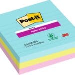 Karteczki samoprzylepne POST-IT® Super Sticky w linie, (675-SS3-MIA), 101x101mm, 3x70 kart., paleta Miami