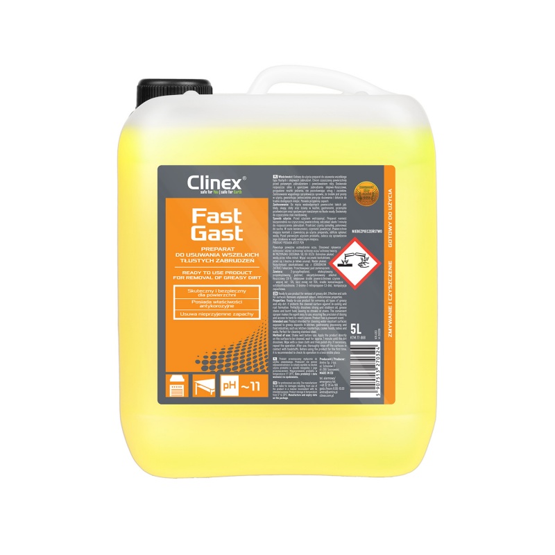 342156-365058-preparat_do_usuwania_wszelkich_tlustych_zabr-800w Preparat CLINEX Fast Gast, do usuwania tłustych zbrudzeń, 5l - obrazek 1