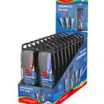 Cyrkiel metalowy KEYROAD, w etui, z ołówkiem, pakowany w display, mix kolorów (pakiet 20 opakowań)