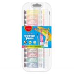 Farby plakatowe KEYROAD, 12x12ml, pędzelek gratis, mix kolorów metalicznych i neonowych