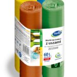 Worki z uszami STELLA, do segregacji odpadów, zestaw, 60l, 4x8 szt., mix