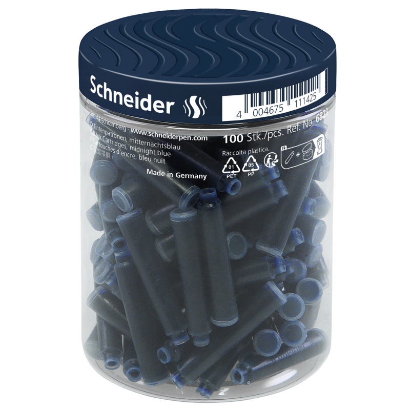 345347-370422-naboje_do_pior_schneider_plastikowy_sloik_10-800w Naboje do piór SCHNEIDER, plastikowy słoik, 100 szt., granatowe - obrazek 1
