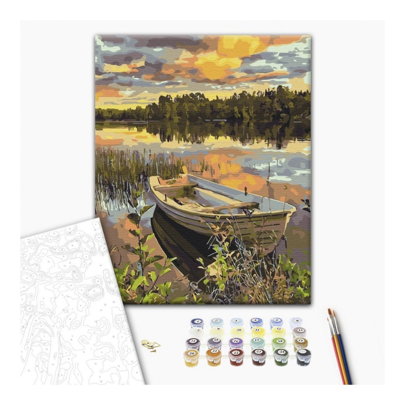 355801-379324-malowanie_po_numerach_brushme_40x50_cm_lodz_-800w Malowanie po numerach BRUSHME, 40x50 cm, łódź w powodzi, 1 szt., w pudełku - obrazek 1