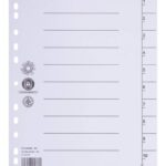 Przekładka DONAU, karton, A4, 235x300mm, 1-10, 1 karta, biała (opakowanie 100 szt.)