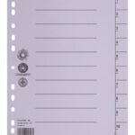 Przekładka DONAU, karton, A4, 235x300mm, 1-10, 1 karta, szara (opakowanie 100 szt.)