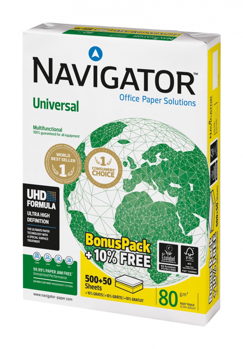 361139-382709-papier_ksero_navigator_universal_fsc_a4_klas-800w Papier ksero NAVIGATOR UNIVERSAL FSC, A4, klasa A, 80 gsm, 550 ark (pakiet 5 opakowań) - obrazek 1