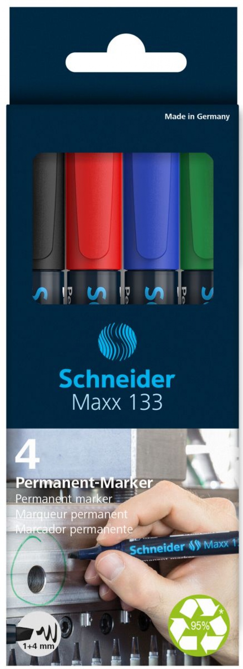 363033-23999-zestaw_markerow_uniwersalnych_schneider_maxx_-800w Zestaw markerów uniwersalnych SCHNEIDER Maxx 133, 1-4 mm, 4 szt., pudełko z zawieszką, mix kolorów - obrazek 1