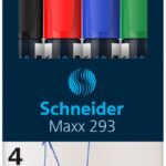 Zestaw markerów do tablic SCHNEIDER Maxx 293, 2-5 mm, 4 szt., pudełko z zawieszką, mix kolorów