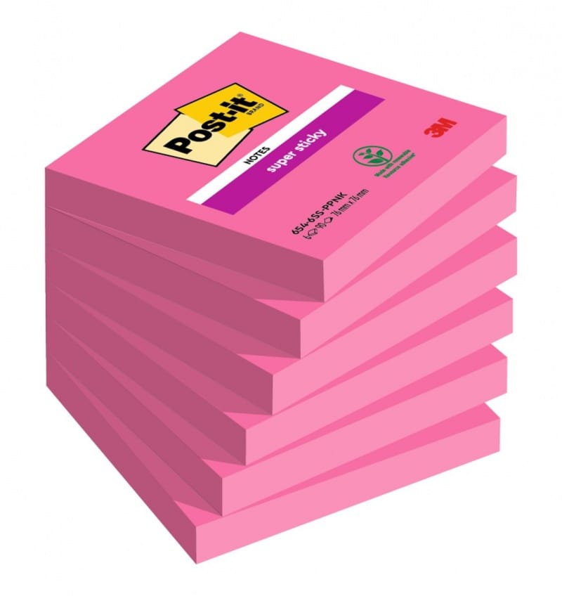 363389-384653-karteczki_samoprzylepne_post_it_super_sticky-800w Karteczki samoprzylepne Post-it® Super Sticky (654-6SS-PNK), 76x76mm, 6x90 kart., fuksja - obrazek 1