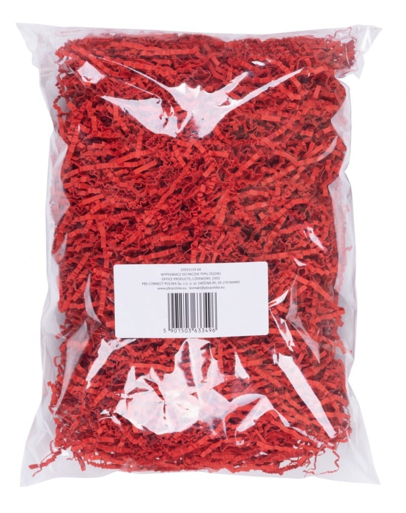 Wypełniacz do paczek OFFICE PRODUCTS, typ zigzag, 150g, czerwony - obrazek 1