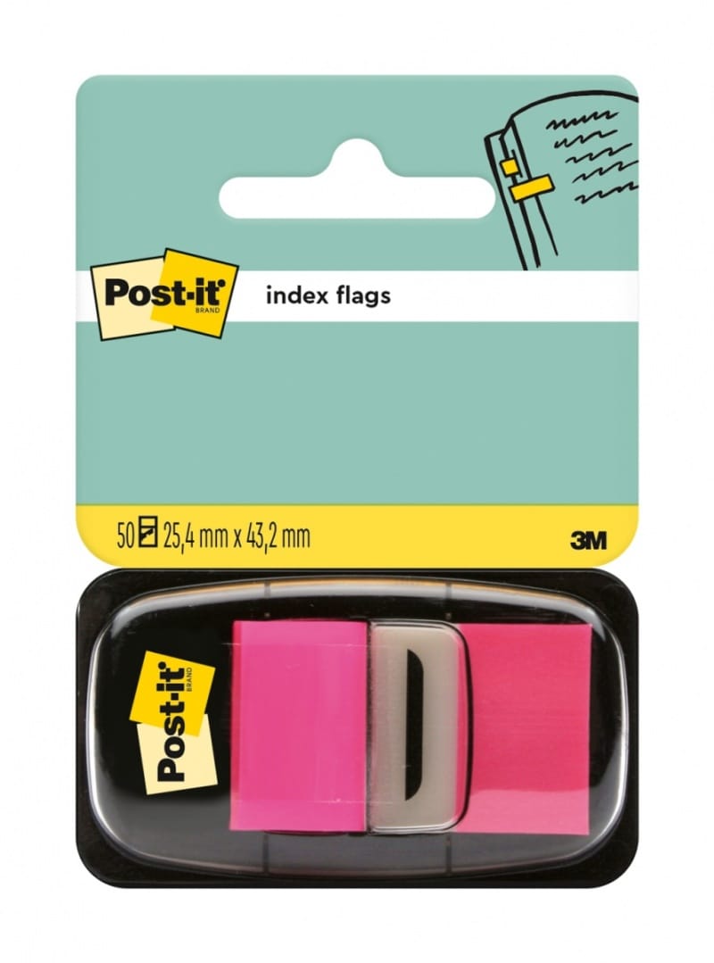 364905-19926-zakladki_indeksujace_post_it_680_21_pp_25_4x4-800w Zakładki indeksujące POST-IT® (680-21), PP, 25,4x43,2mm, 50 kart., jaskraworóżowe - obrazek 1