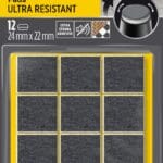 Ultra odporne podkładki filcowe SCOTCH, kwadrat, 24x22mm, 12 szt., czarne