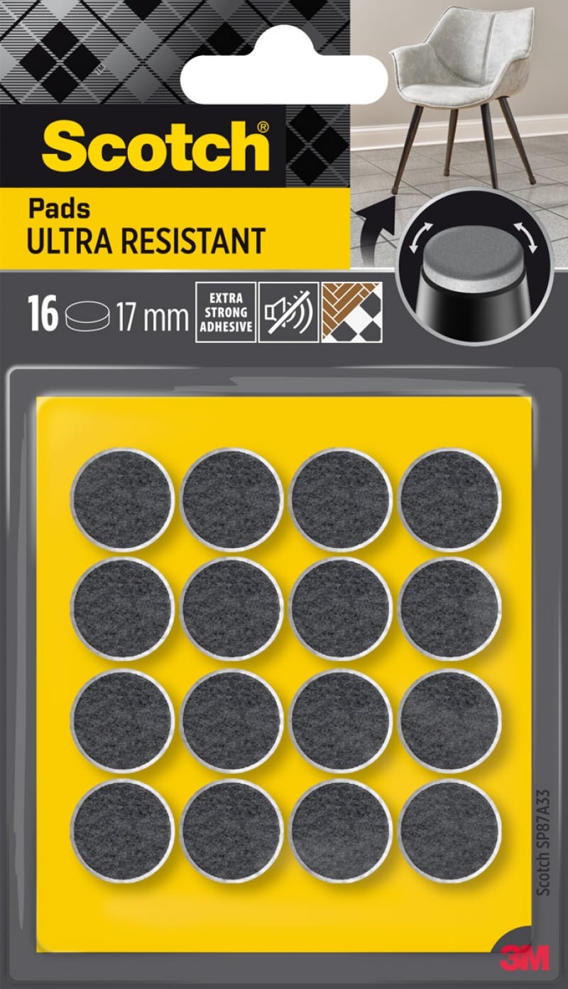 365781-386414-ultra_odporne_podkladki_filcowe_scotch_okrag-800w Ultra odporne podkładki filcowe SCOTCH, okrągłe, 17mm, 16 szt., czarno-białe - obrazek 1