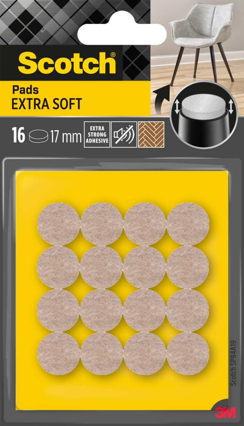 365795-386427-miekkie_podkladki_z_welny_scotch_samoprzylep-800w Miękkie podkładki z wełny SCOTCH, samoprzylepne, okrągłe, 17mm, 16 szt., beżowe - obrazek 1