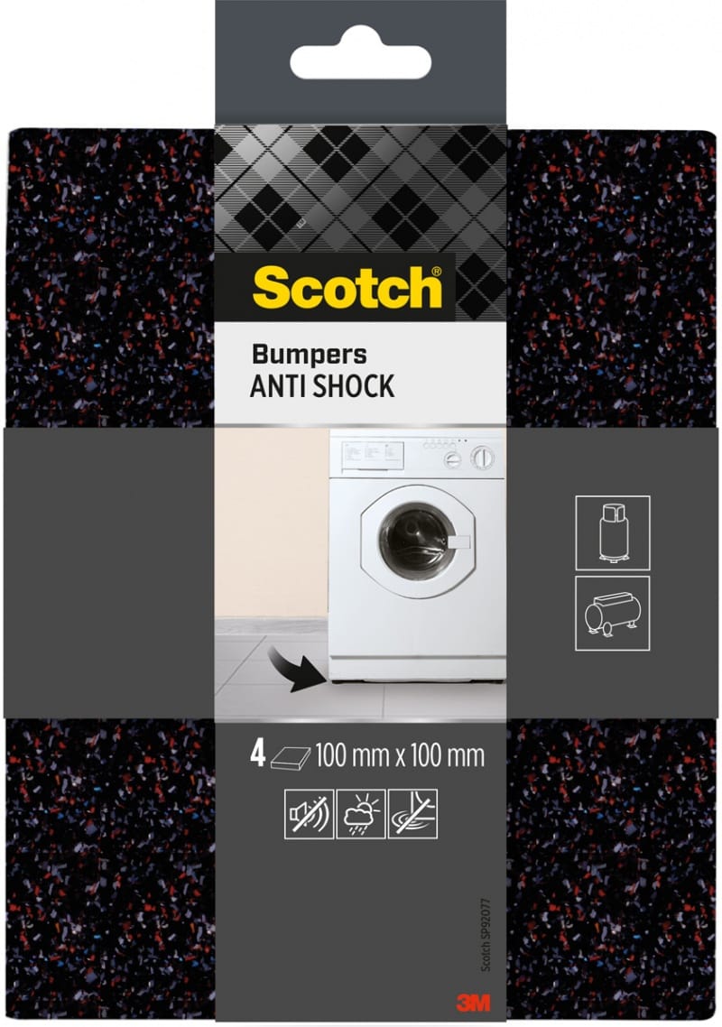 365805-386405-gumowe_podkladki_antywibracyjne_scotch_100x1-800w Gumowe podkładki antywibracyjne SCOTCH, 100x100mm, 4 szt., czarne - obrazek 1