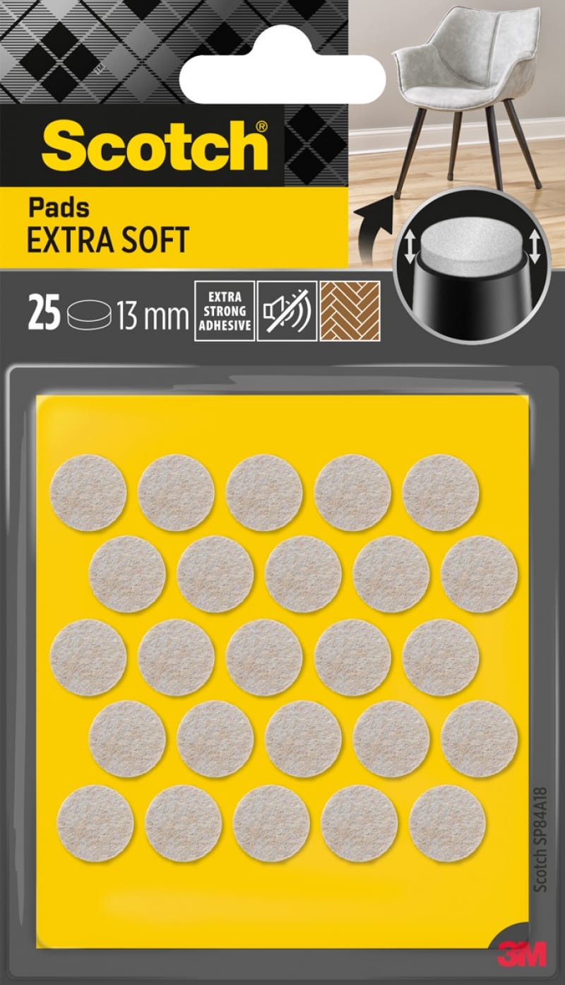 365811-386430-podkladki_przylepne_scotch_samoprzylepne_okr-800w Podkładki przylepne SCOTCH, samoprzylepne, okrągłe, 13mm, 25 szt., beżowe - obrazek 1