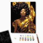 Malowanie po numerach BRUSHME, 40x50 cm, czarne płótno, gold, ubrana w promień, 1 szt., w pudełku