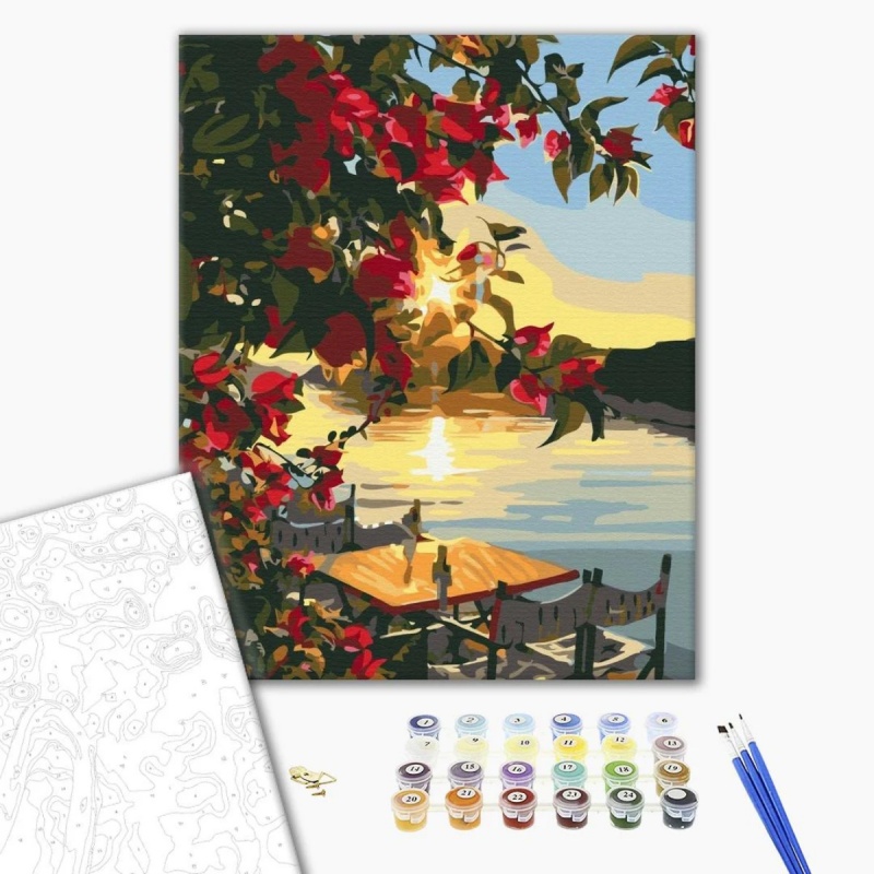 368175-388609-malowanie_po_numerach_brushme_40x50_cm_zacho-800w Malowanie po numerach BRUSHME, 40x50 cm, zachód słońca na molo, 1 szt., w pudełku - obrazek 1