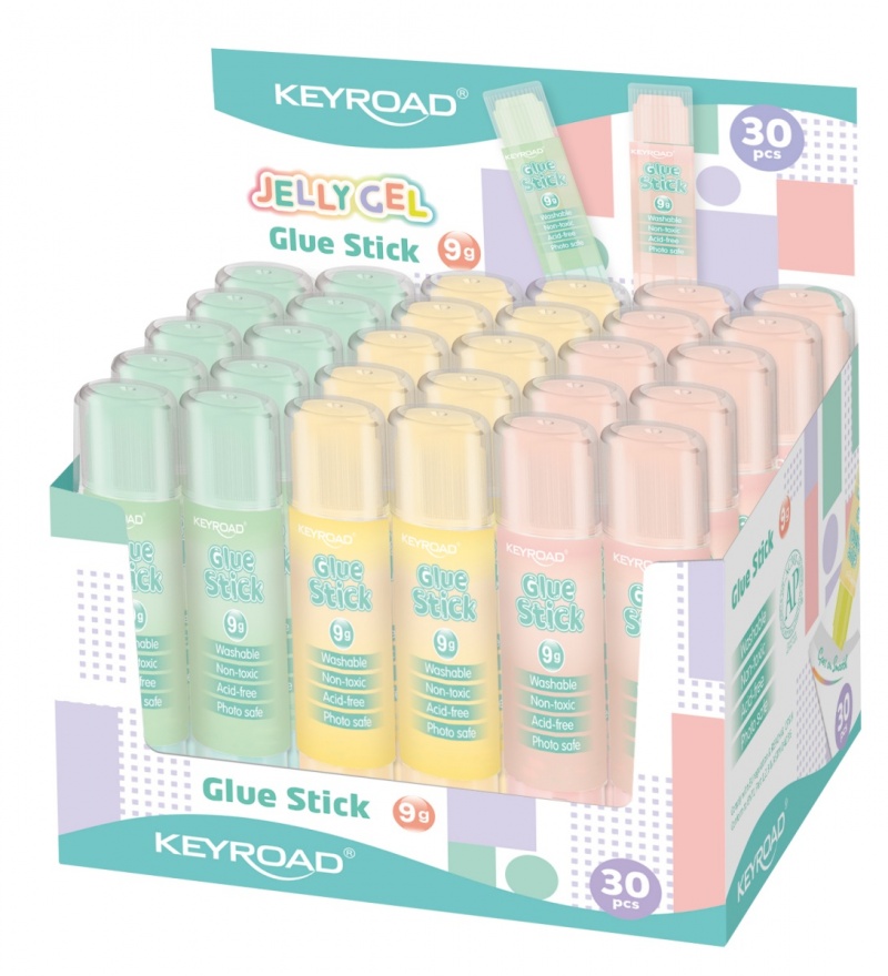 368345-388571-klej_w_sztyfcie_keyroad_jelly_gel_przezroczy-800w Klej w sztyfcie KEYROAD Jelly Gel, przezroczysty, 9g, display, mix kolorów - obrazek 1