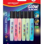 Klej brokatowy KEYROAD Luminious, fluorescencyjny, 6x10ml, blister, mix kolorów