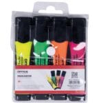 Zestaw zakreślaczy fluorescencyjnych OFFICE PRODUCTS z gumowym uchwytem, 2-5mm, 4 szt., w etui, mix kolorów