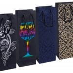 Torebka na alkohol DONAU HOME, laminowana, 12x35,5x8cm, całoroczna, sznurek, mix wzorów (opakowanie 12 szt.)