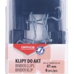 Klipy do dokumentów OFFICE PRODUCTS, 41mm, 6szt., w pudełku, czarne