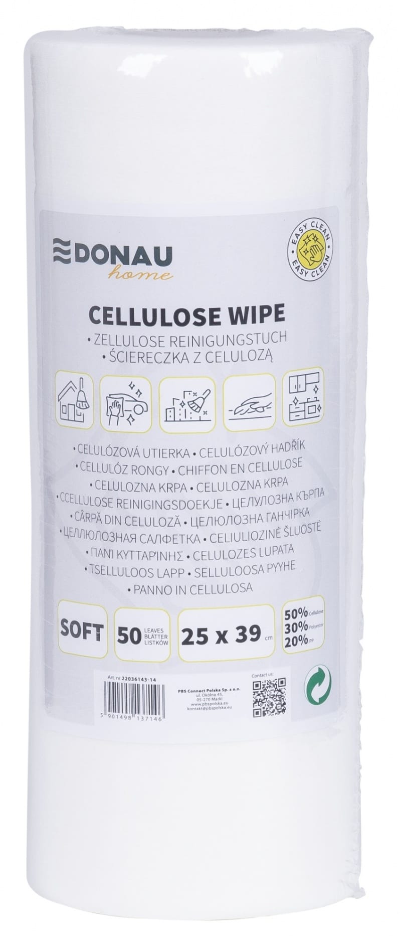 375370-391259-scierka_donau_home_z_celuloza_50_rolka_soft_-800w Ścierka DONAU HOME, z celulozą 50%, rolka, soft, 25x39cm, 50 listków, biała - obrazek 1