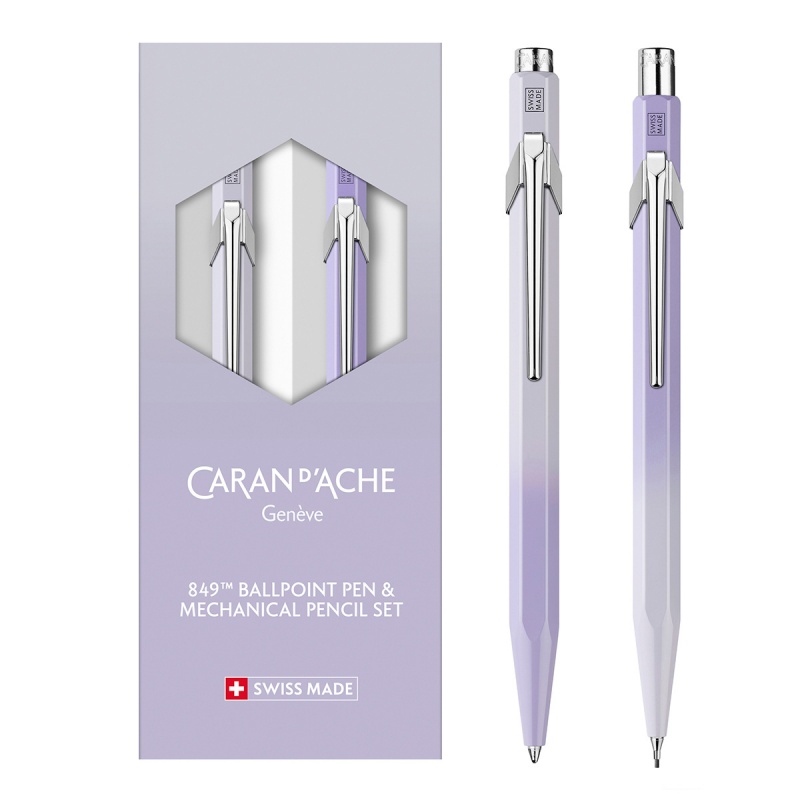 375771-392773-zestaw_dlugopis_849_olowek_844_caran_d_ache_-800w Zestaw długopis 849 + ołówek 844 Caran d’Ache Blooming Lavender, w etui, liliowo-szary - obrazek 1