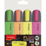 Zakreślacz KEYROAD Fluo Neon, 1-5 mm, 4 szt., etui, mix kolorów