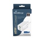 Ładowarka MEDIARANGE 65W, szybkie ładowanie, 2xUSB-C + 1xUSB-A, biały