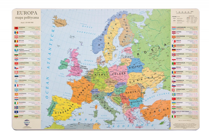 376178-391239-podkladka_na_biurko_glowala_mapa_polityczna_-800w Podkładka na biurko GŁOWALA, mapa polityczna Europy, 58x38cm - obrazek 1