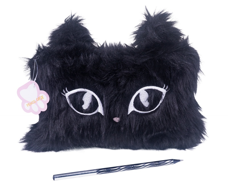 378043-155983-piornik_saszetka_keyroad_memoris_fluffy_kot_-800w Piórnik saszetka KEYROAD Memoris Fluffy, kot, włochata, czarna - obrazek 1