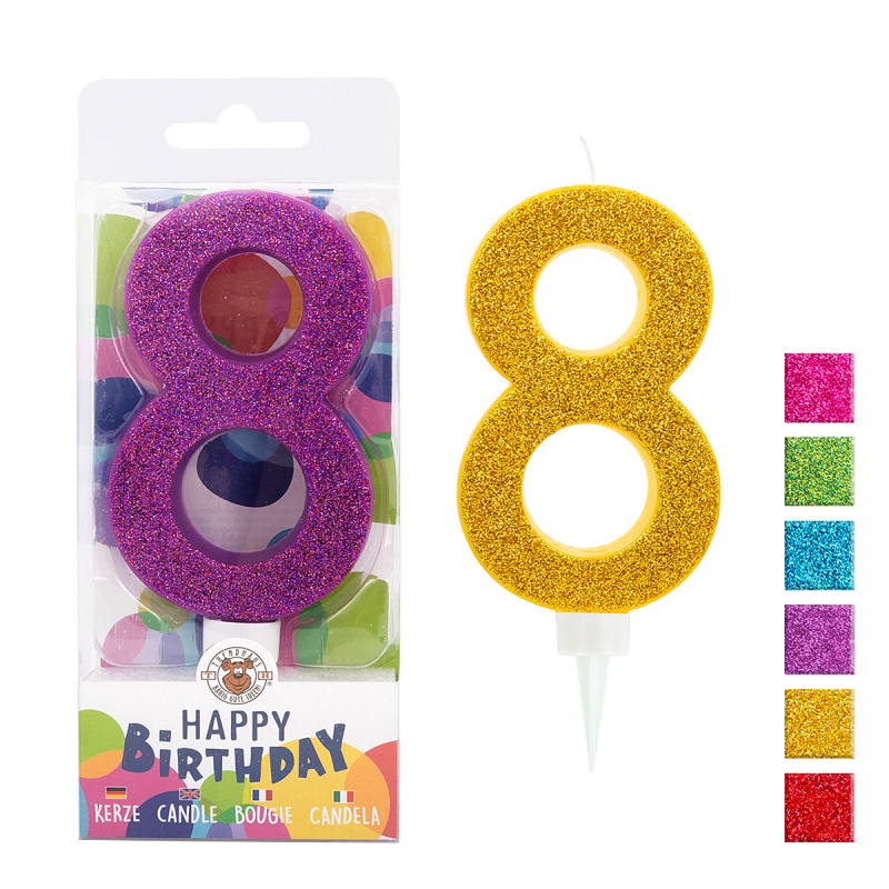 379130-395361-swieczka_urodzinowa_trendhaus_birthday_fun_m-800w Świeczka urodzinowa TRENDHAUS Birthday Fun maxi, brokatowa, cyfra 8, mix kolorów (opakowanie 6 szt.) - obrazek 1