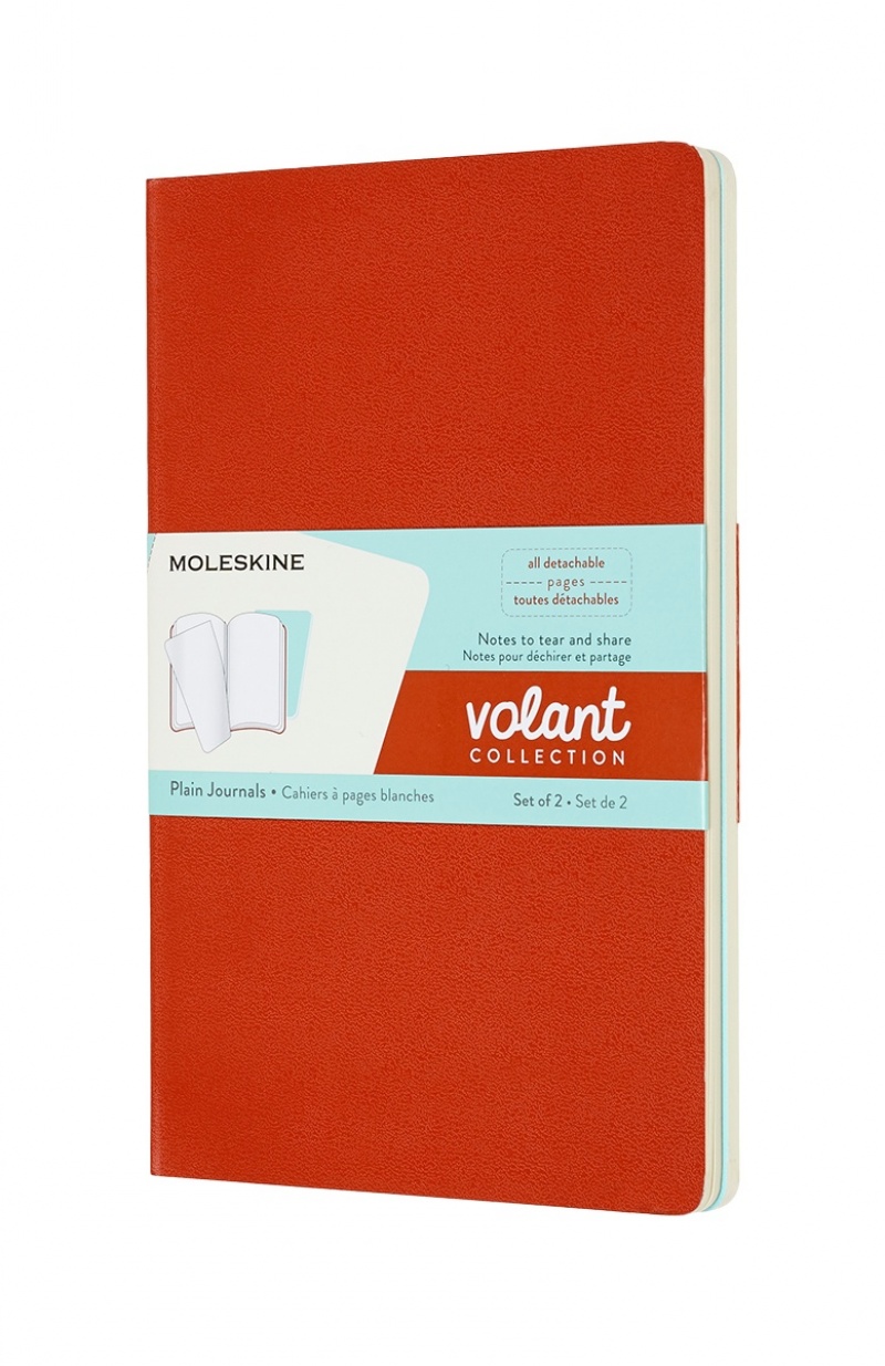 380363-396349-zestaw_2_zeszytow_moleskine_volant_l_13x21cm-800w Zestaw 2 zeszytów MOLESKINE Volant, L, 13x21cm, gładki, 96 stron, coral orange/aquamarine - obrazek 1