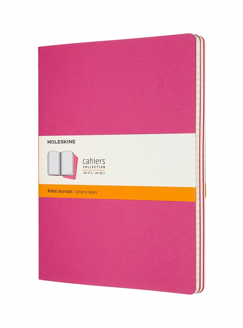 380436-396378-zestaw_3_zeszytow_moleskine_cahier_xl_19x25c-800w Zestaw 3 zeszytów MOLESKINE Cahier, XL, 19x25cm, w linie, 120 stron, kinetic pink - obrazek 1