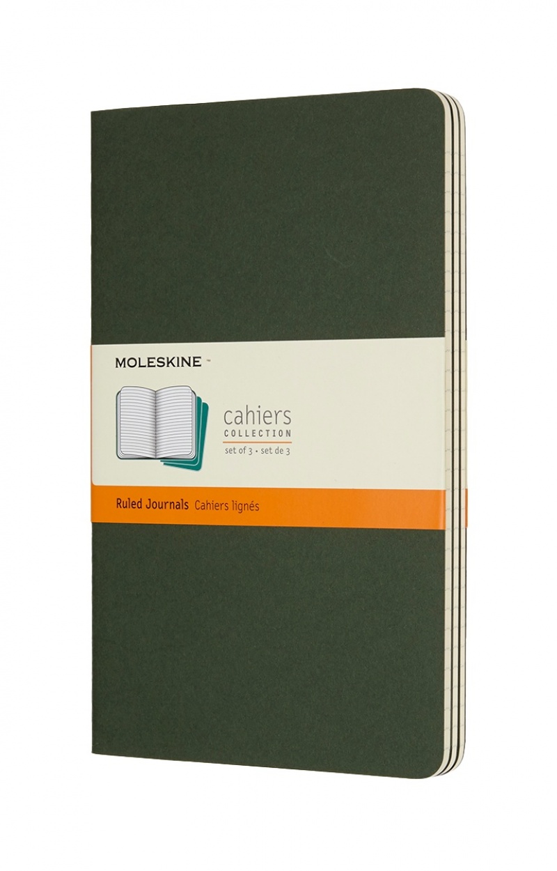380549-396372-zestaw_3_zeszytow_moleskine_cahier_l_13x21cm-800w Zestaw 3 zeszytów MOLESKINE Cahier, L, 13x21cm, w linie, 80 stron, myrtle green - obrazek 1