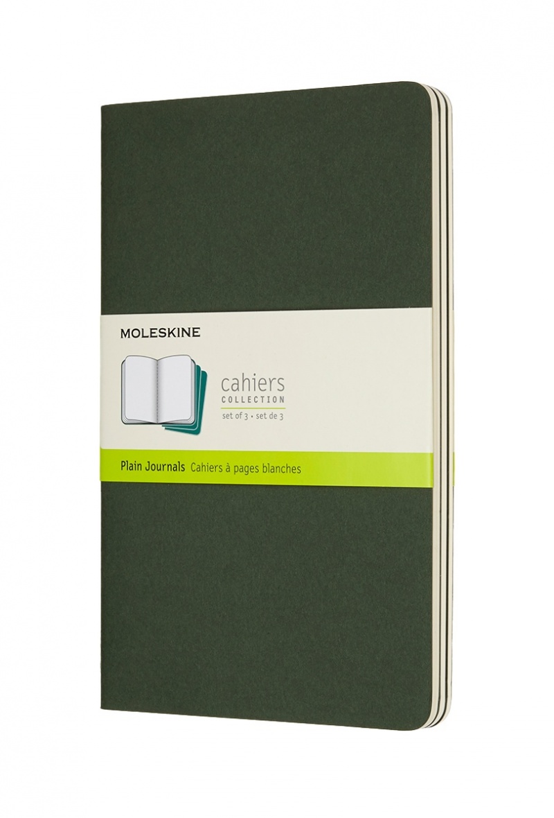 380554-396371-zestaw_3_zeszytow_moleskine_cahier_l_13x21cm-800w Zestaw 3 zeszytów MOLESKINE Cahier, L, 13x21cm, gładki, 80 stron, myrtle green - obrazek 1