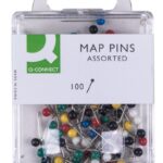 Szpilki Q-CONNECT, 4x20mm, w plastikowym pudełku, 100 szt., mix kolorów
