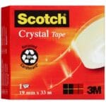 Taśma biurowa SCOTCH® Crystal Clear (600), transparentna, 19mm, 33m, w pudełku