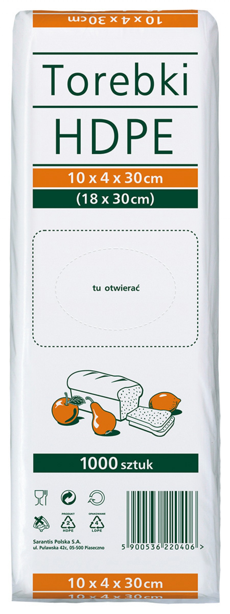384414-377616-torebki_spozywcze_sarantis_hdpe_10x4x30cm_10-800w Torebki spożywcze SARANTIS, HDPE, 10x4x30cm, 1000 szt., transparentne - obrazek 1