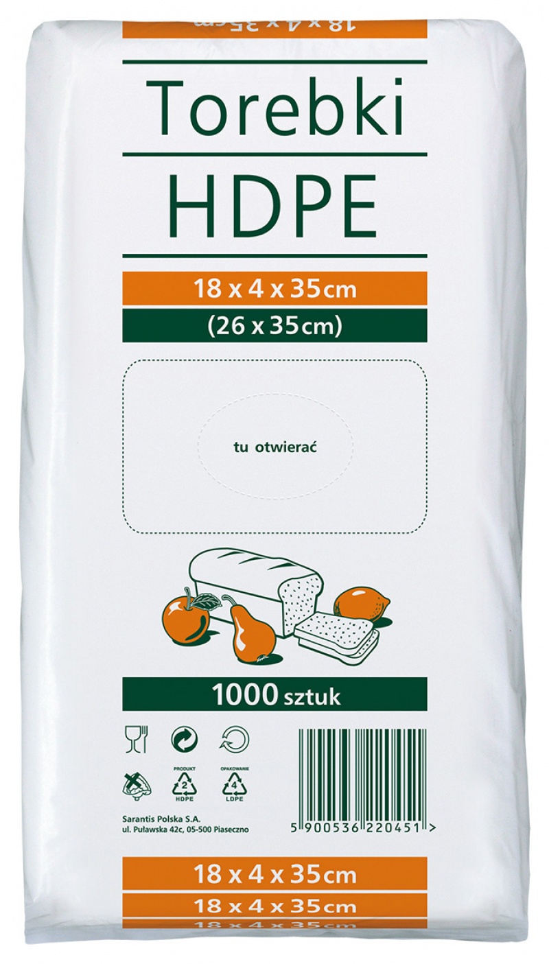 384416-377621-torebki_spozywcze_sarantis_hdpe_18x4x35cm_10-800w Torebki spożywcze SARANTIS, HDPE, 18x4x35cm, 1000 szt., transparentne - obrazek 1