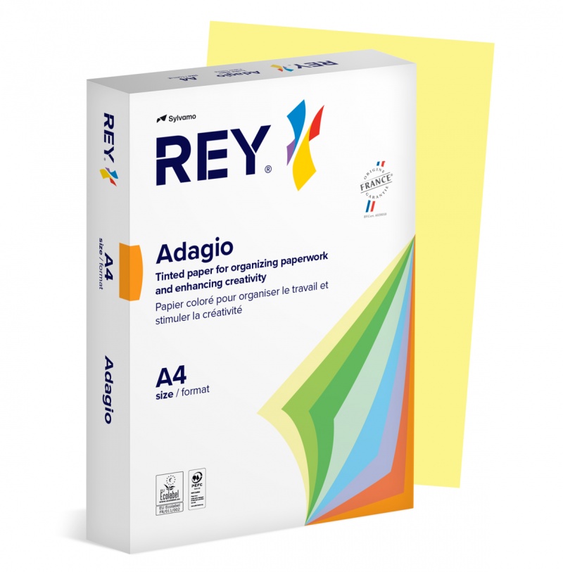 387167-401766-papier_ksero_rey_adagio_a4_160gsm_49_zolty_k-800w Papier ksero REY ADAGIO, A4, 160gsm, 49 żółty kanarkowy pastel *RYADA160X471 R100, 250 ark. (pakiet 5 opakowań) - obrazek 1