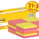 Karteczki samoprzylepne POST-IT® (654-NP24), 76x76mm, 100 kart./bloczek, 21 + 3 bloczki GRATIS, mix kolorów neonowych
