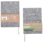 Notes ECONOVO, z recyklingu, okładka z filcu, w linie, 96 kart, 70gsm, szary