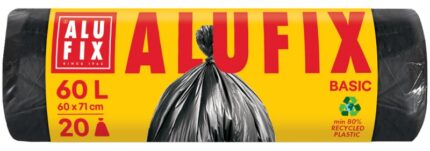 Worki na śmieci ALUFIX Economy, HDPE, 60l, 20 szt., czarna