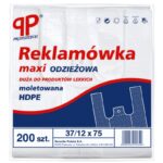 Reklamówka SARANTIS, HDPE, HD maxi odzieżowa, 37/12/75 cm, 12 mikr., 200 szt., biała
