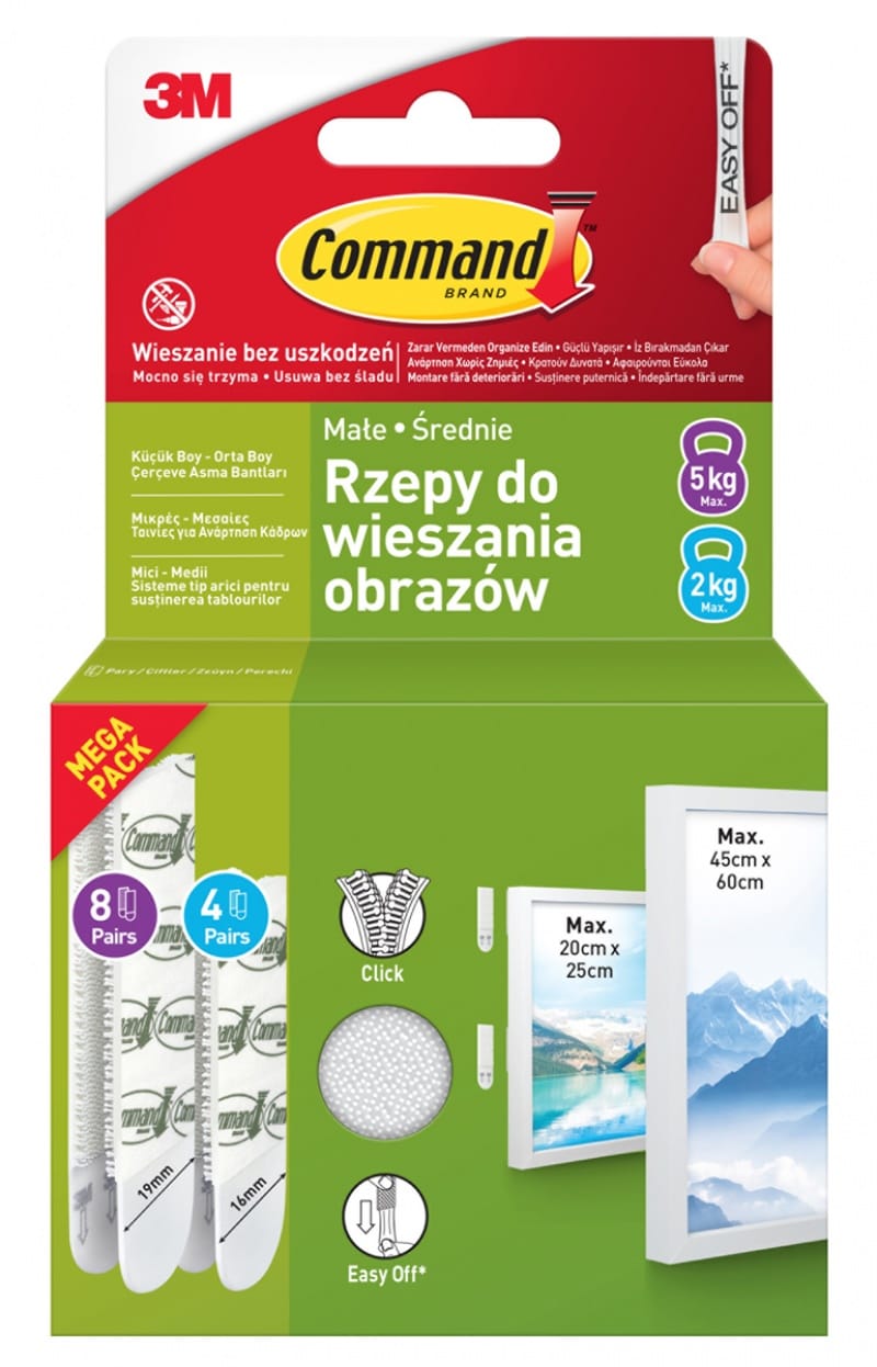 391778-405592-rzepy_command_17203whi_12_ptgr_vp_do_wieszan-800w Rzepy COMMAND™ (17203WHI-12-PTGR-VP), do wieszania obrazów, małe i średnie, zestaw 4+8 par (24 rzepy), białe - obrazek 1